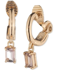 Lauren Ralph Gold-Tone Crystal Drop Hoop Earrings