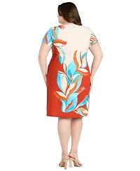 R & M Richards Plus Printed Colorblocked Sheath Dress
