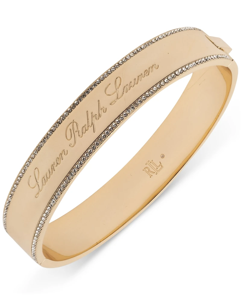 Lauren Ralph Lauren Gold-Tone Logo Crystal Bangle Bracelet