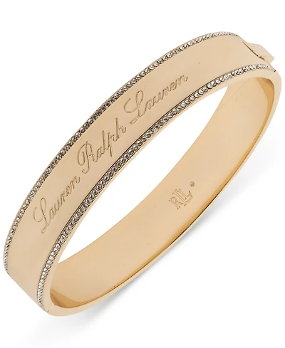 Lauren Ralph Lauren Gold-Tone Logo Crystal Bangle Bracelet