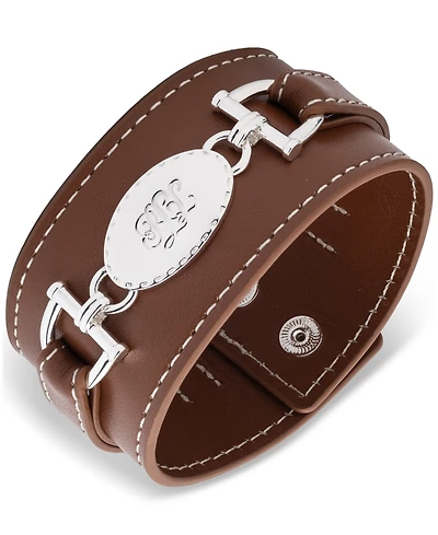 Lauren Ralph Lauren Silver-Tone Leather Wrap Bracelet