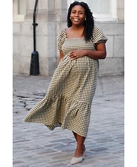 Pinkblush Maternity Olive Gingham Smocked Midi Dress