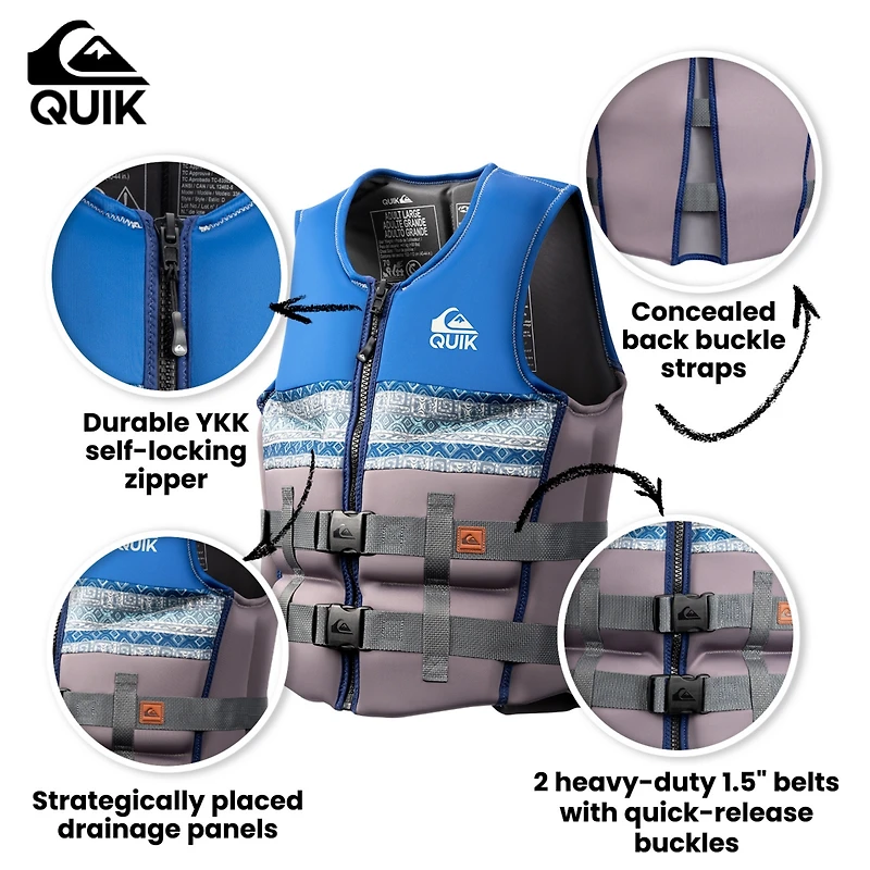 Quiksilver Men's Life Vest, Uscg Approved Pfd, Evoprene Cga Life Jacket
