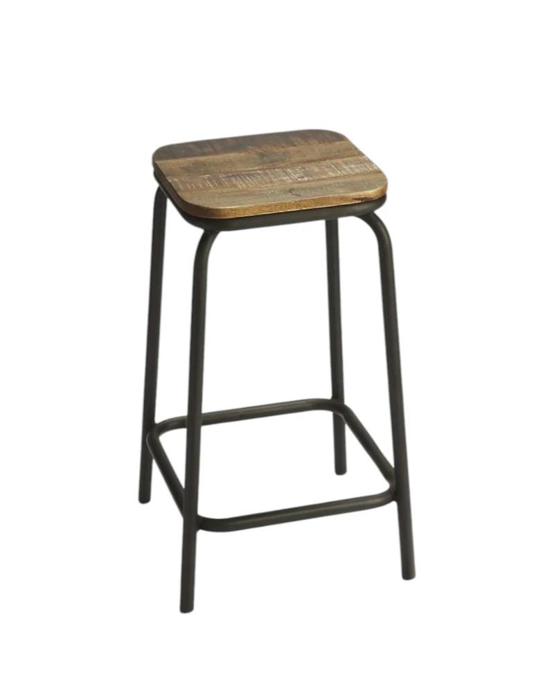 Solid Wood and Iron Backless Counter Height Bar Chair