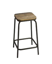 Solid Wood and Iron Backless Counter Height Bar Chair