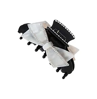 White & Black Bow Medium Claw Clip By Adina Eden