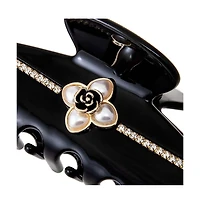 Pearl Flower W/ Rhinestone Large Claw Clip By Adina Eden