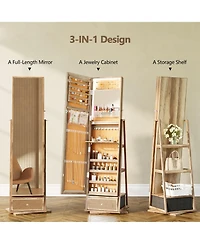 Vlsrka Jewelry freestanding storage mirror cabinet with shelves, built-in lights, and rotating feature.