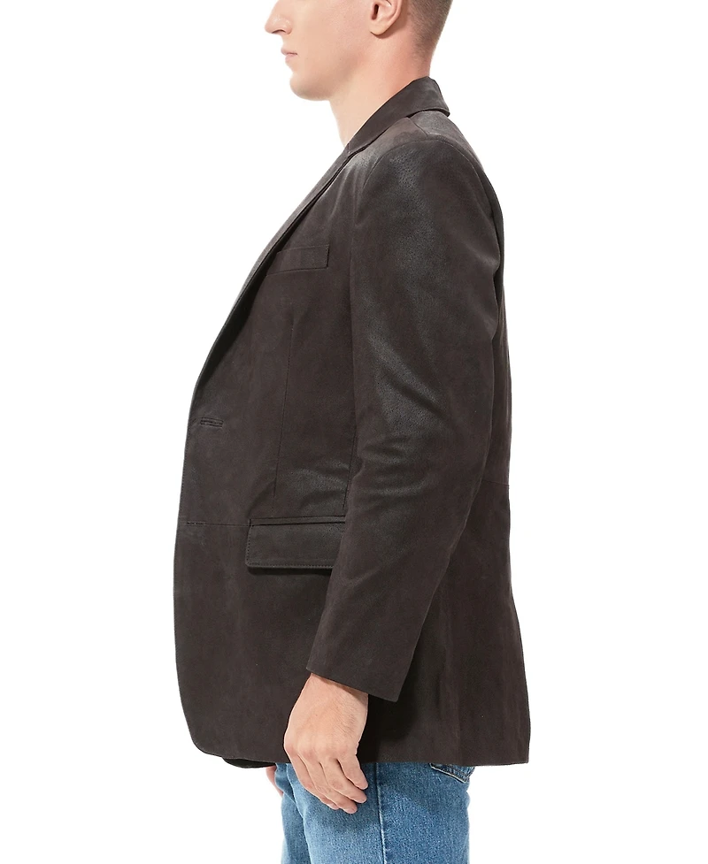 Bgsd Men's Men Classic Two-Button Distressed Leather Blazer