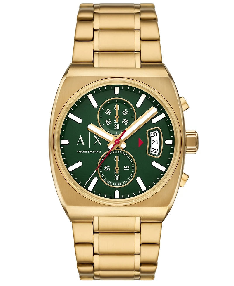A|X Armani Exchange Men's Quartz Chronograph Gold Stainless Steel Watch, 40mm