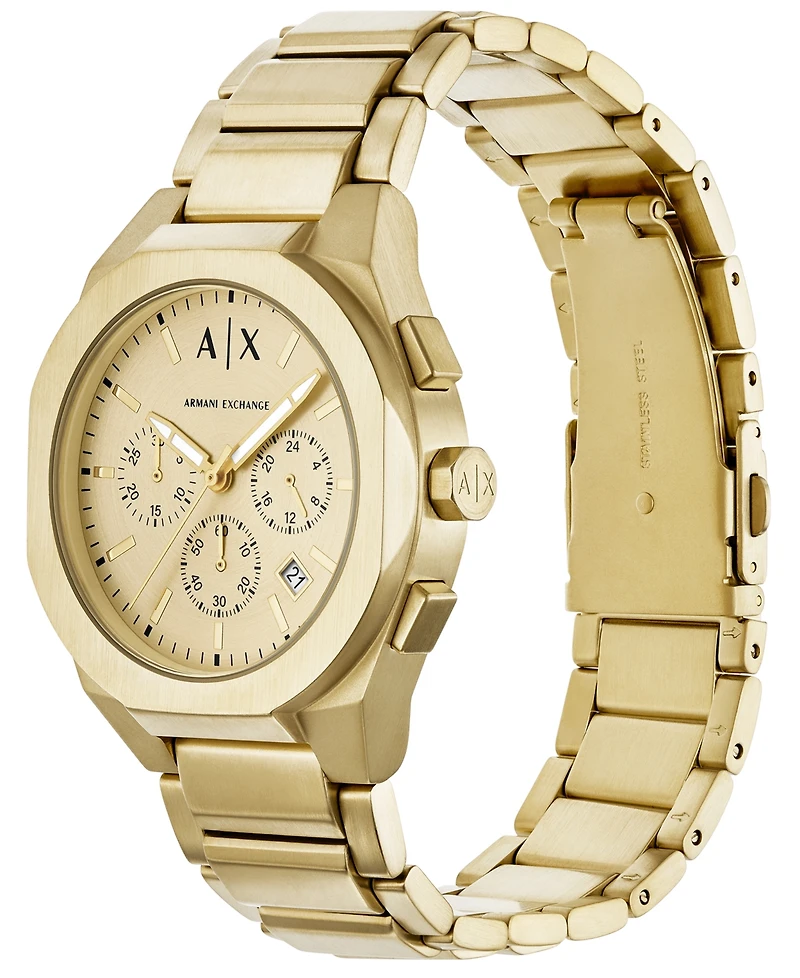 A|X Armani Exchange Men's Sync Quartz Chronograph Gold Stainless Steel Watch, 42mm
