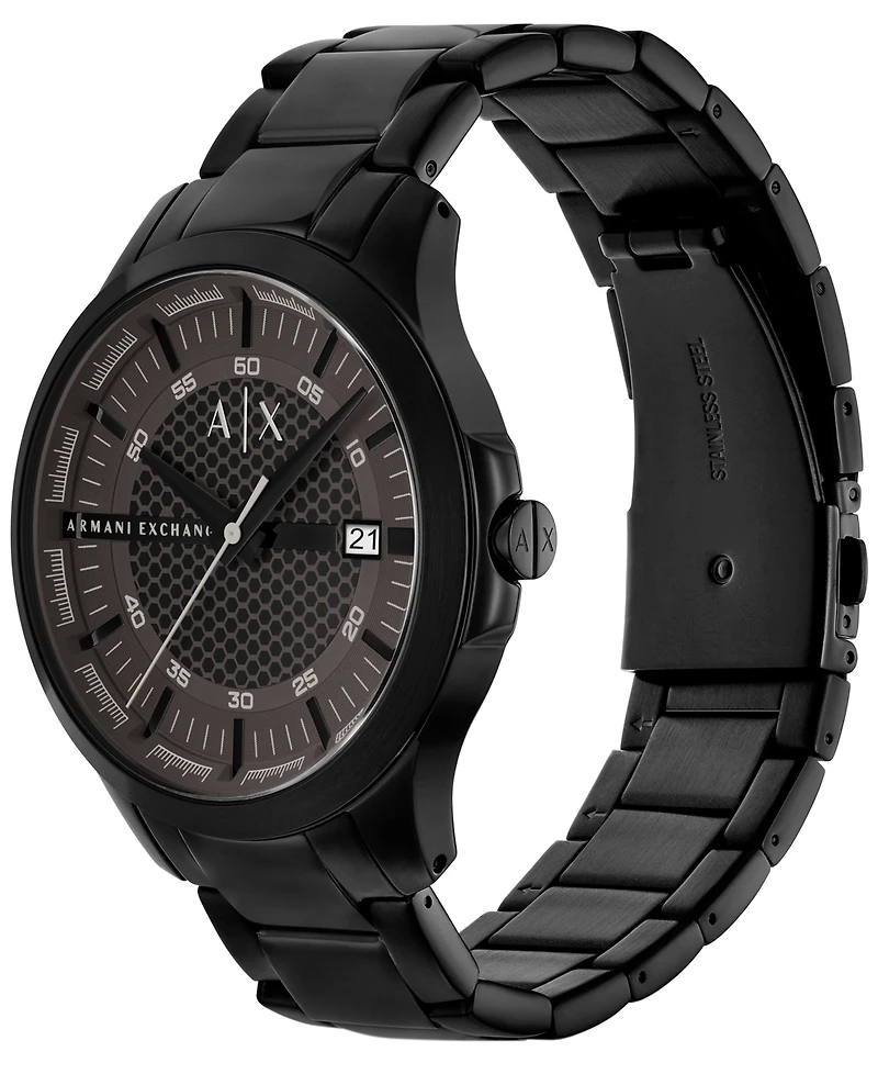 A|X Armani Exchange Men's Quartz Three-Hand Date Black Stainless Steel Watch, 46mm
