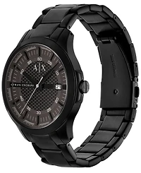 A|X Armani Exchange Men's Quartz Three-Hand Date Black Stainless Steel Watch, 46mm