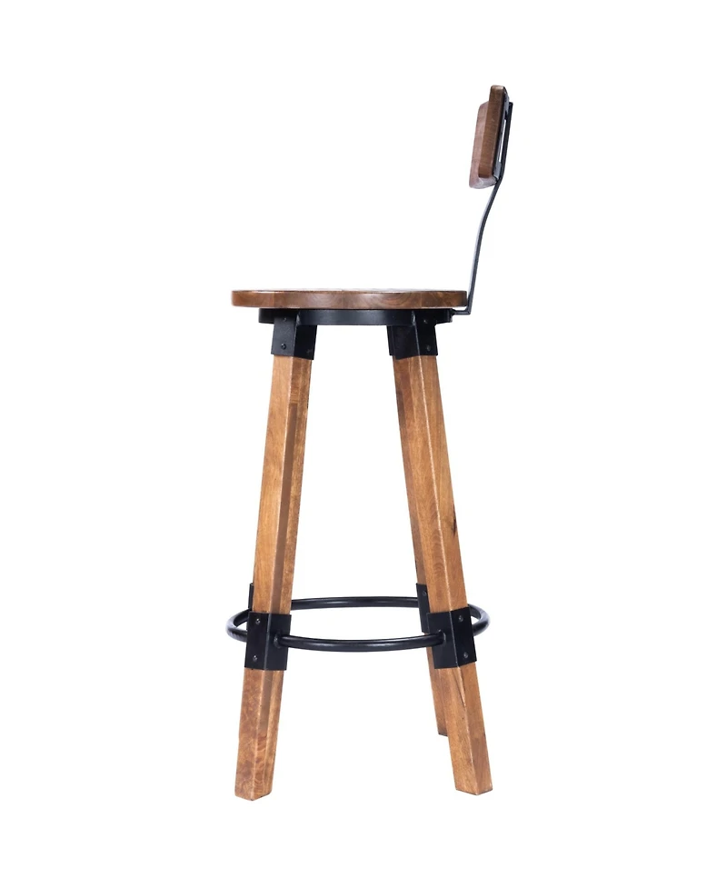 Solid Wood and Iron Bar Chair for Kitchen Island and Counter Seating