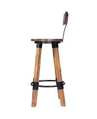 Solid Wood and Iron Bar Chair for Kitchen Island and Counter Seating