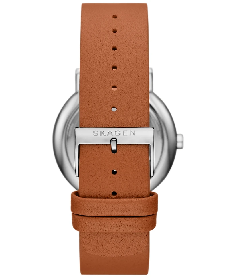 Skagen Men's Signatur Quartz Multifunction Brown Leather Watch, 40mm