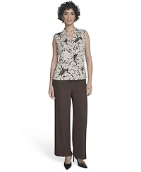 Calvin Klein Women's Printed Sleeveless V-Neck Blouse