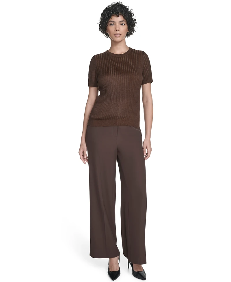 Calvin Klein Women's Ribbed Short-Sleeve Sweater