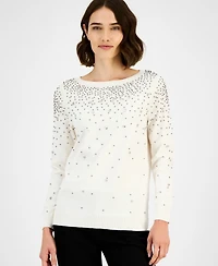 Anne Klein Women's Embellished Boatneck Sweater