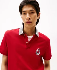 Tommy Hilfiger Men's Regular-Fit Herringbone Collar Embroidered Crest Polo Shirt