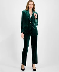 Anne Klein Women's Velvet One-Button Notch-Collar Jacket