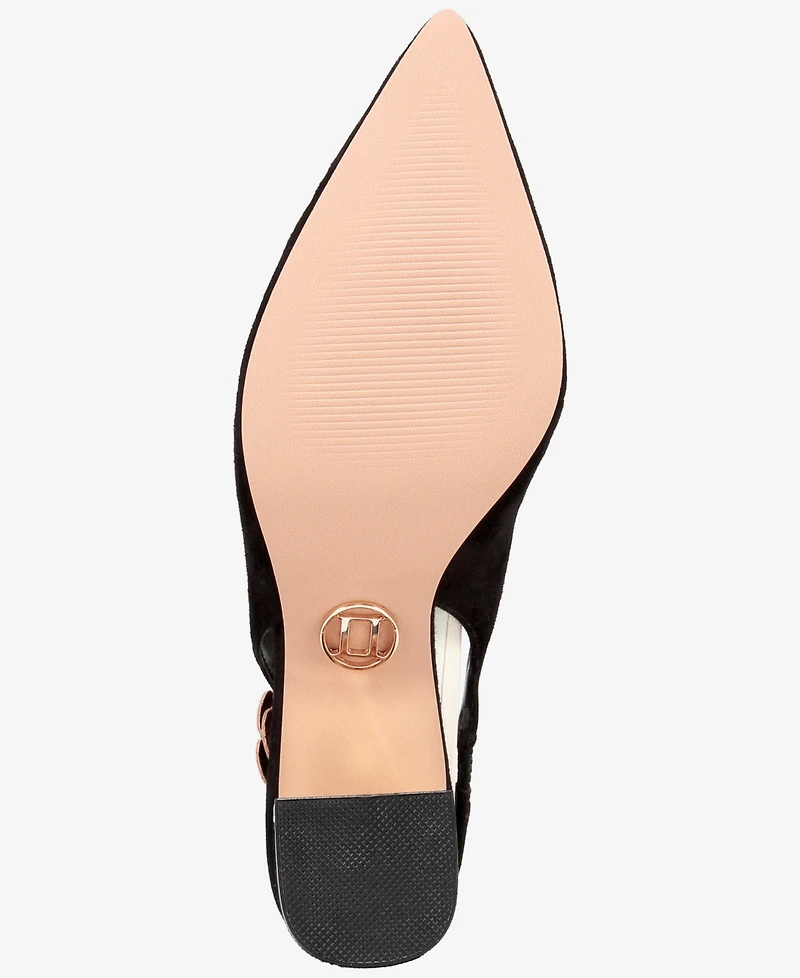 Things Ii Come Women's Leza Luxurious Slingback Block-Heel Ballet Pumps