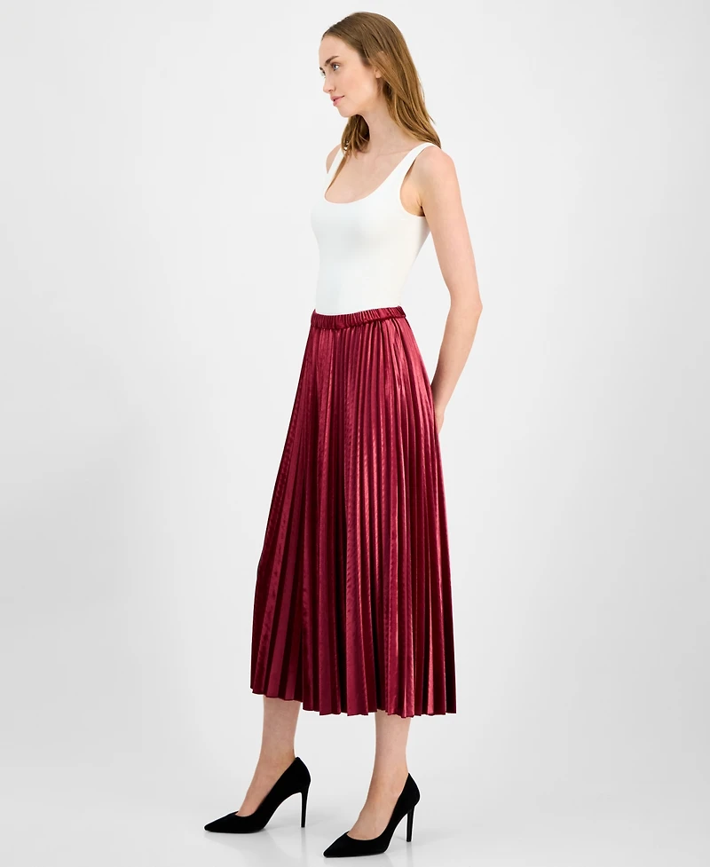Anne Klein Women's Velvet Pleated Flared Midi Skirt