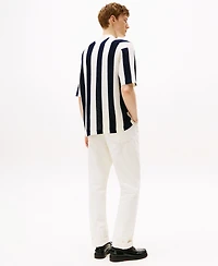 Tommy Hilfiger Men's Stripe Button Front Open Knit Shirt