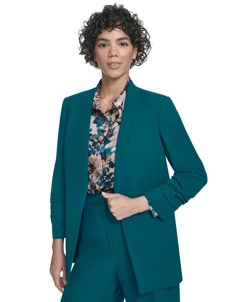 Calvin Klein Women's Heavy Open-Front Ruched-Sleeve Blazer