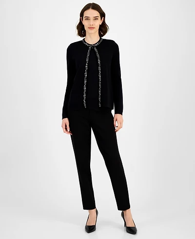 Anne Klein Women's Rhinestone-Trim Cardigan