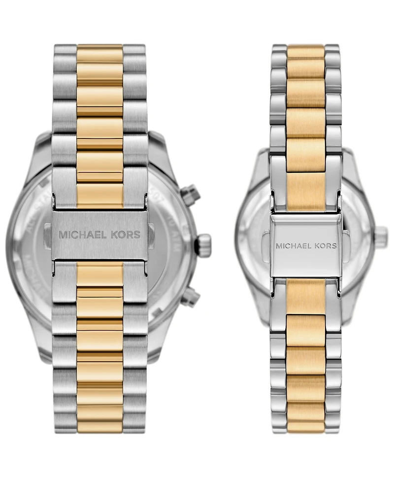 Michael Kors His and Hers Lexington Chronograph and Three-Hand Two-Tone Stainless Steel Watch Gift Set, 44mm and 26mm