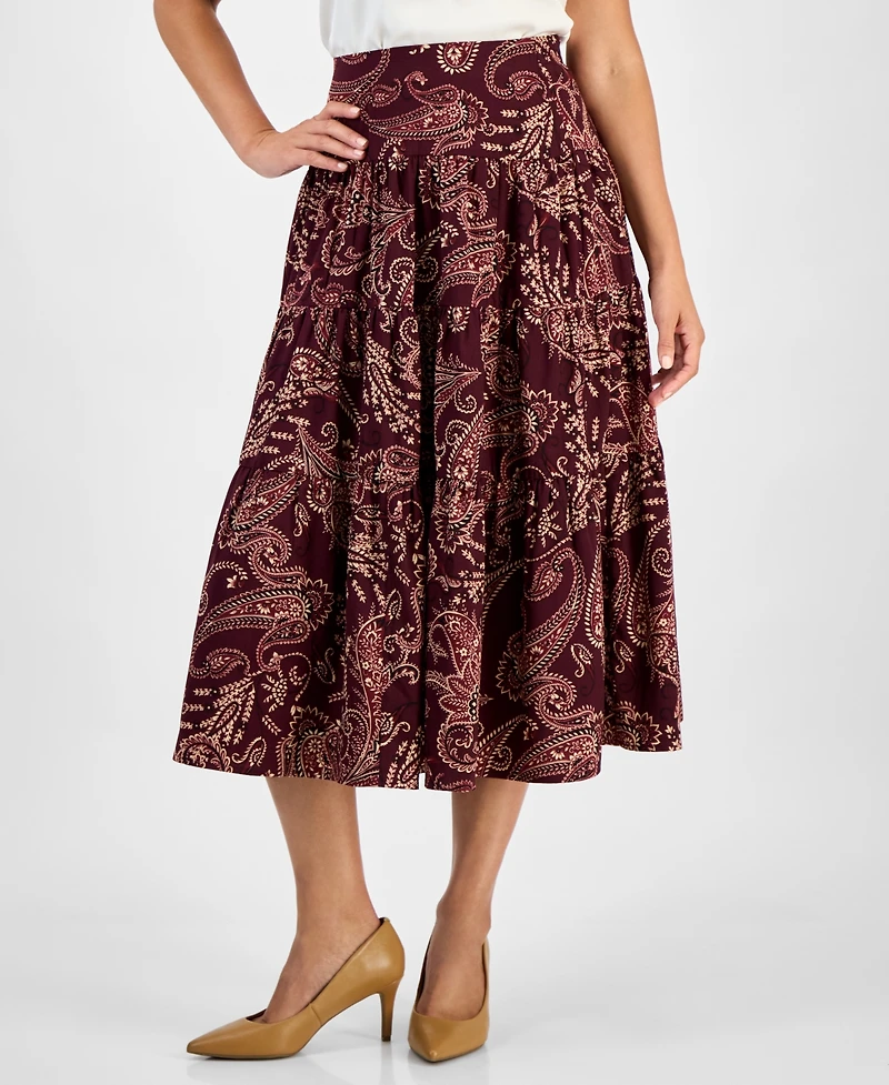 Jones New York Petite Printed Midi Skirt