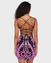 B Darlin Juniors' Sequined Mesh Bodycon Dress