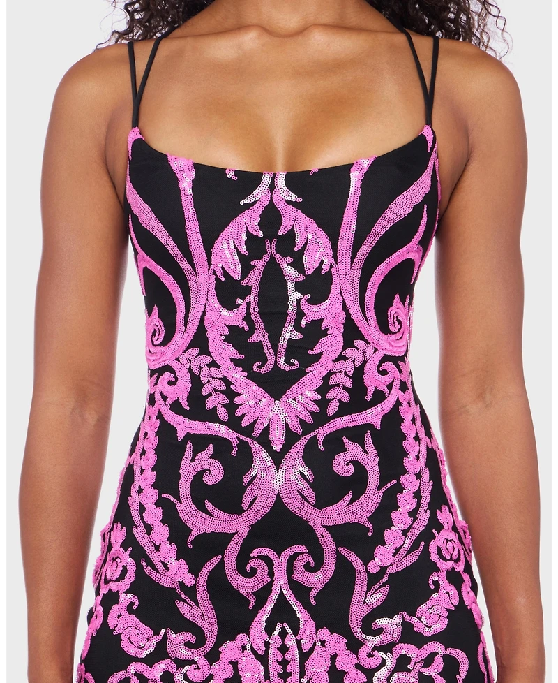 B Darlin Juniors' Sequined Mesh Bodycon Dress