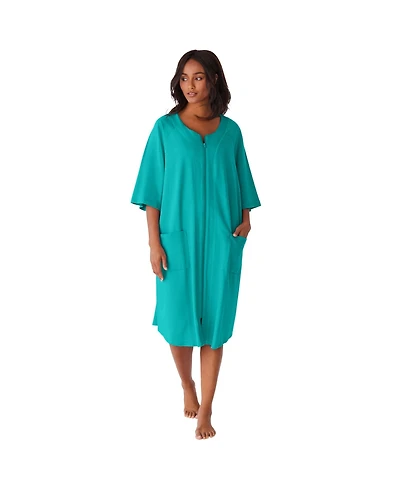 Dreams & Co. Plus Short French Terry Zip-Front Robe