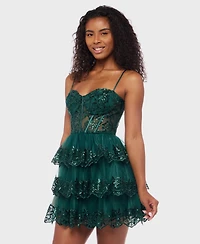 Alex & Sophia Juniors' Embellished Short Fit Flare Dress