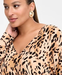 I.n.c. International Concepts Plus Animal Print V-Neck Sweater, Macy's Exclusive