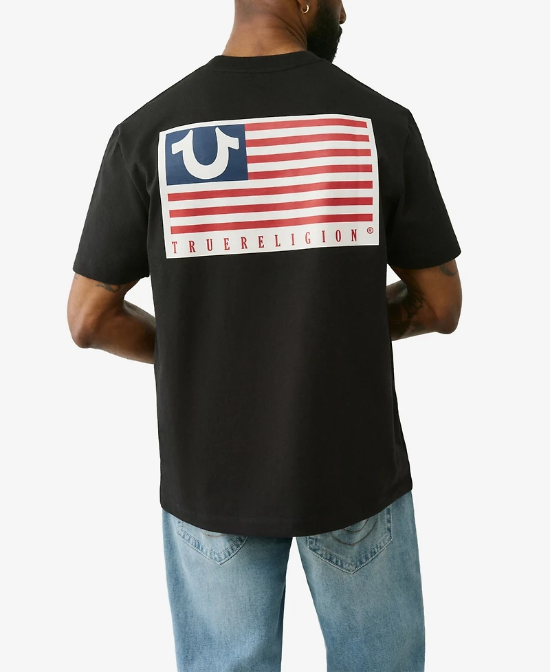 True Religion Men's Short Sleeve Horseshoe Flag T-Shirt