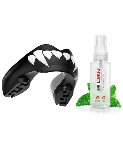 SafeJawz Ortho Sports Mouth Guard for Braces with Case and Disinfectant Spray Bundle Kit Basketball, Football, Mma, Hockey, Wrestling - Ice Pink