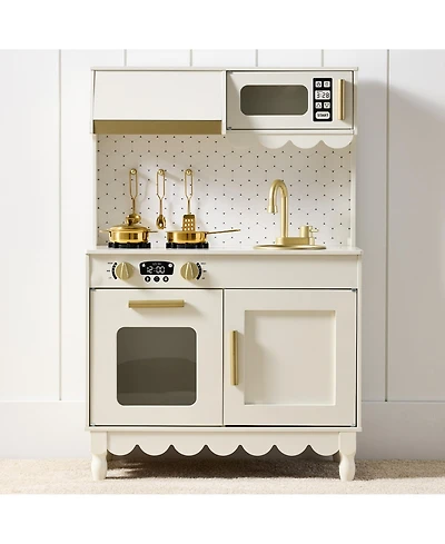 Best Choice Products Pretend Play Cottage Kitchen Wooden Toy Set for Kids w/ 5 Accessories, Oven