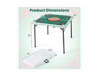 Akiudex 35 Inch 4 Player Game Card Folding Mahjong Table with Cup Holders