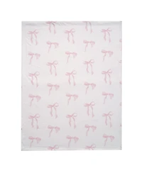 Lambs & Ivy Coquette Floral Pink Bows Aesthetic Warm Fleece Baby Blanket