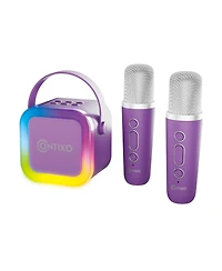 Contixo Mini Karaoke Machine with 2 Wireless Mics, Led Lights, Bluetooth Speaker