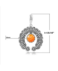 American West Jewelry Sterling Silver Orange Spiny Oyster Round Cut Naja Pendant Enhancer