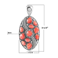 American West Jewelry Sterling Silver Red Spiny Oyster Oval Leaf Pendant Enhancer
