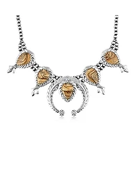 American West Jewelry Sterling Silver Picture Jasper Pear-Cut Squash Blossom Necklace, 17 to 20 Inches