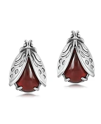 American West Jewelry Sterling Silver Red Onyx Ladybug Stud Earrings