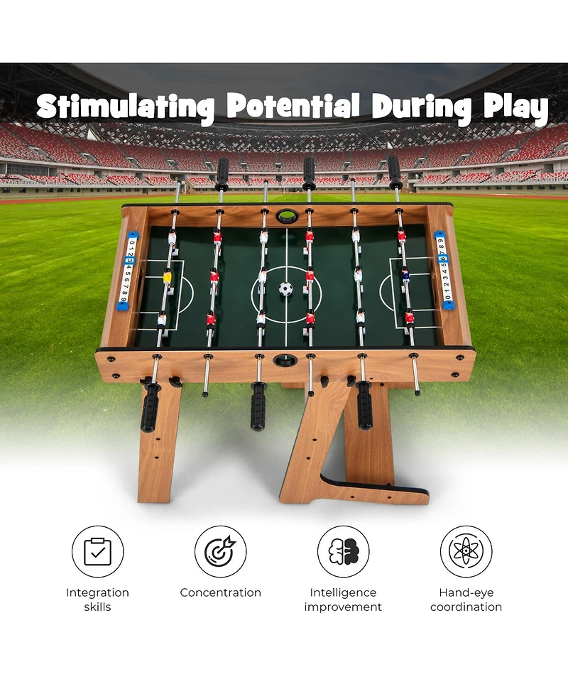 Akiudex Space Saving Table Football with Durable Handle and 2 Footballs