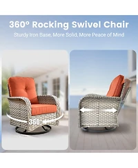 Xizzi Outdoor Patio Furniture Set,8 Pieces Rattan Sectional Cozy Sofa,Patio Conversation Sets with Swivel Chairs and Solar Coffee Table