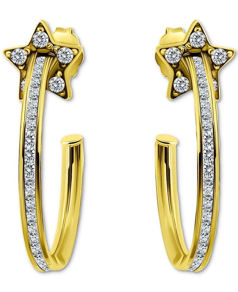 Giani Bernini Cubic Zirconia Star Small Hoop Earrings, 0.75", Macy's Exclusive